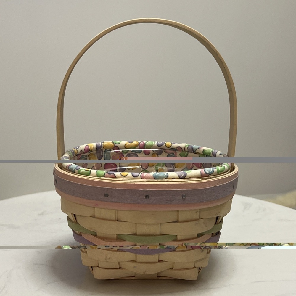 2000 Longaberger Century Whitewashed Small Easter Basket Jelly Bean Liner